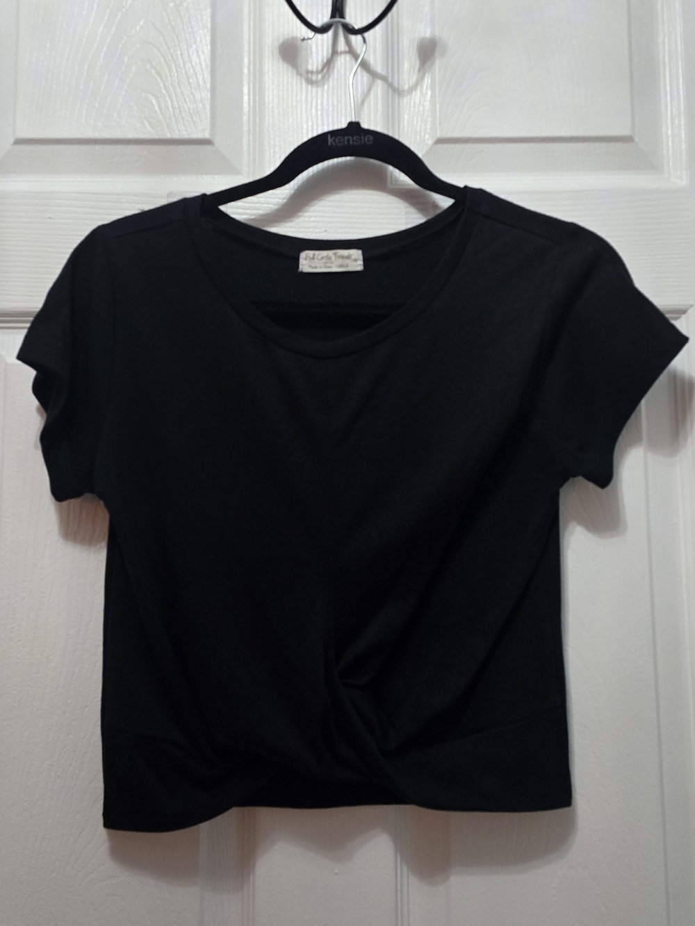 Women's Black Twist-Front Crop Top